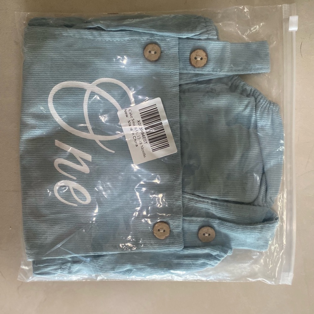 Blue Corduroy Overalls with Button Details